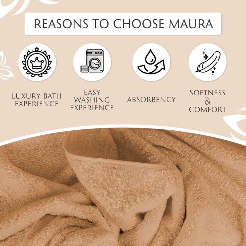 Maura Exquisite 4-Piece Turkish Bath Towel Set: Ultra-Soft, Thick, and Plush Towels for a Premium Hotel Experience in Timeless Classic Brown Elegance, Extra Large 30"x56" - Image 4